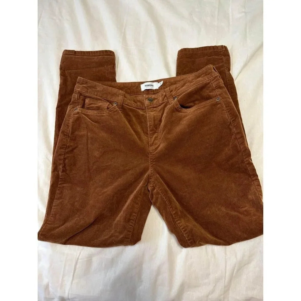 Corduroy brown neutral women’s pants Sonoma Size 12 #0439 - Picture 1 of 8